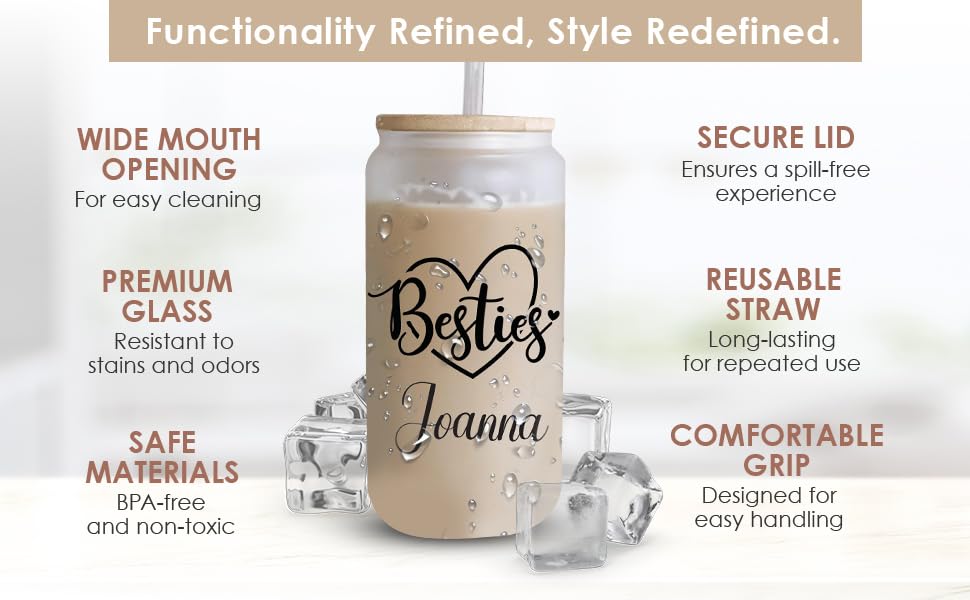 Glass Cup, Christian Gifts for Women - 16 oz Glass Cups w/Lids and Straws, Can Shaped Glass Tumbler for Beer - Personalized, Christmas, Birthday Bridemaids Birthday (JUST A GIRL LOVES JESUS)