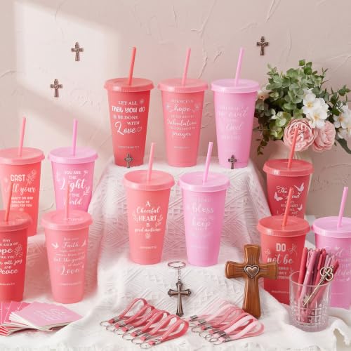 Hollowfly 24 Set/96 Pcs Christian Church Religious Gifts(Gradient Pink) - color: Gradient Pink