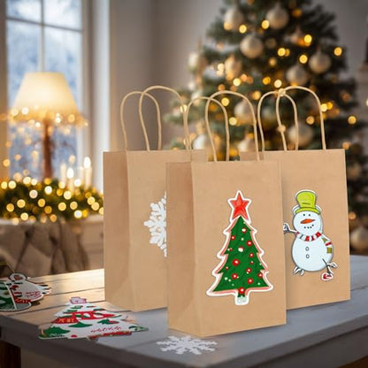 Juvale Brown Gift Bags with Handles - 12-Pack Large, Brown, 8 x 4.75 x 10 In, 120 GSM Paper - Paper Gift Bags Bulk for Party Favors & DIY Decorating & Branding - style: Large