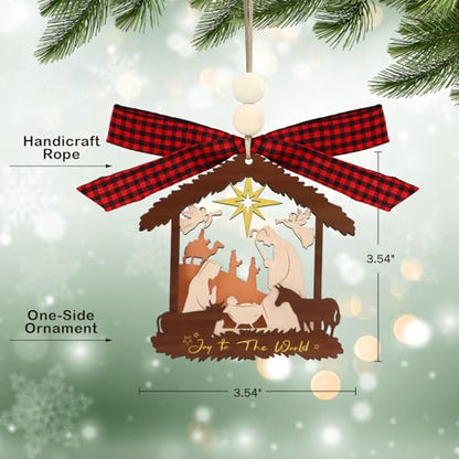 D4DREAM Nativity Scene Christmas Ornament Wooden Joy to The World Ornament - color: A01