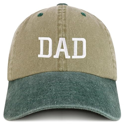 Trendy Apparel Shop Dad Embroidered Pigment Dyed Low Profile Cotton Cap - color: Khaki Dark Green
