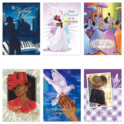 African American Greeting Cards Assortment Box – 18 All-Occasion Christian Greeting Cards with Envelope - Birthday, Encouragement, Get Well, Anniversary, Sympathy, Congratulations, Mother's Day & More - style: Assortment 720