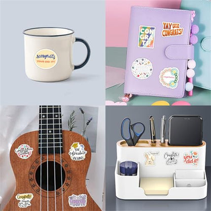 Blessing Phrase Stickers 60pcs for Teen Water Bottle Cartoon Trendy Aesthetic Stickers Fun Aesthetic Waterproof Vinyl Decals for Laptop Bumper Luggage Skateboard Guitar (Colours-B2) - color: Colours-b2