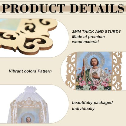 Saint Jude Wooden Picture Frames with Organza Gift Bags Baptism Favors - color: Saint Jude