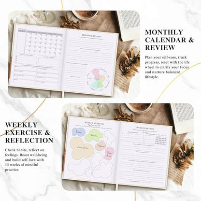 Lanpn Self Care Journal for Women, Self Love Guided Journals with Prompts, Daily Reflection Wellness & Gratitude Planner, 5 Minute Mental Health Notebook, Mindfulness Mood Log, 240 Pages - color: Moon