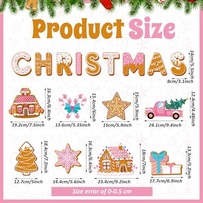 Kosiz 54 Pcs Merry Christmas Bulletin Board Pink Gingerbread Cutouts Decor - style: Merry Christmas