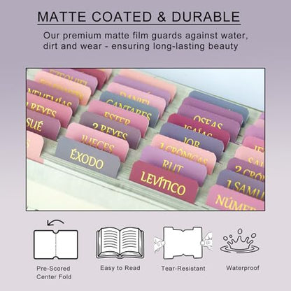 Vorscrin-Laminated Bible Tabs for Women and Men, Gold Foil Lettering Design, Reposition and Large Print Stickers, Bible Study Supplies, 90 Chapters Labels for Easy Navigation(Spanish Dusty Rose) - color: Spanish Dusty Rose