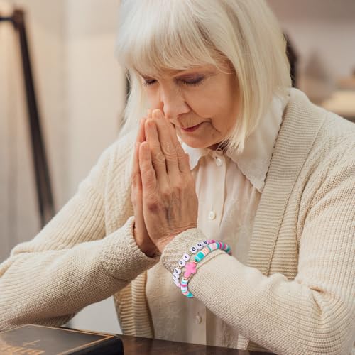 Kenning 24 Sets Christian Cross Bracelets Bulk with Bible Cards Colorful Elastic Stackable God Is Good Beads Bracelets Inspirational Religious Gift for Vbs Sunday School Church