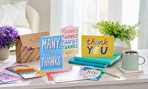 American Greetings 17-Count Thank You Card Pack, Colorful Mixed Designs