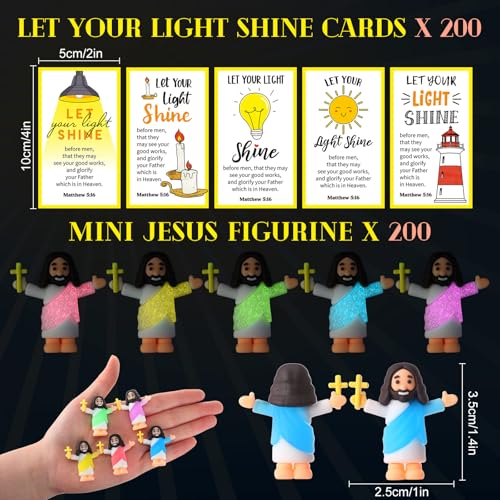 CroBlissful 100 Sets Mini Jesus Figurines Glow in Dark, Hold up the Cross - style: Hold up the Cross