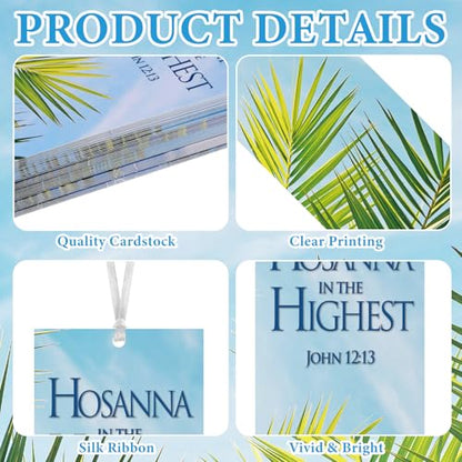 Dispowreath 60 Pcs Hosanna Palm Leaf Bookmarks Lent Easter John 12: 13 Bookmarks Palm Sunday Religious Christian Exchange Gifts for Men Women Church Prizes Party - style: Palm Leaf Cross