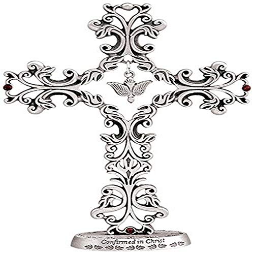 Cathedral Art Confirmation Standing Filigree Cross with Dove, 5-Inch, Silver - style: Filigree