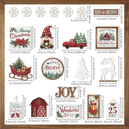 Vercraft Christmas Tiered Tray Decor Xmas Wooden Table Decor, Wonderful - style: Wonderful