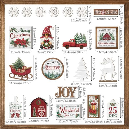 Vercraft Christmas Tiered Tray Decor Xmas Wooden Table Decor, Wonderful - style: Wonderful