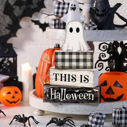 Lineshading 4 Pcs Halloween Table Decor For Home Ghost Tiered Tray Decor - style: Boo Coffee Ghost