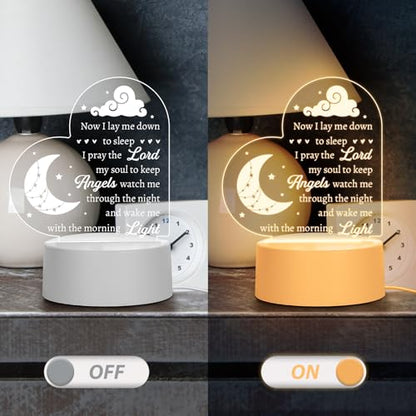 Baptism Gifts for Girl Boy, Cozy Baby Nursery Night Light for Bedtime Prayer, Baby Christening Gifts for Boys Girls Kids, Dedication Baptismal Confirmation Gifts, Baby Room Decor, Baptism Decorations
