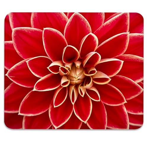 Close-Up Red Dahlia Flower Bloom Macro View Mouse Pad, Durable Desk Mat - color: Color_DE0018XX
