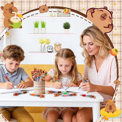 24 Pack Hydrochoerus hydrochaeris Pens 4-in-1 Multicolor Pens with Detachable Charms - Bulk Goodie Bag Fillers, Cute Party Favors for Kids, Classrooms & School Supplies - color: Hydrochoerus hydrochaeris