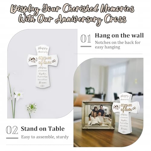 60th Anniversary Wedding Gifts for Wife Husband, Religious Cross Gifts for Women Men,60 year Romantic Anniversary Marriage Gift for Her,Him,Couple,Parents,Friends,Wedding Anniversary Decorations - style: 60 years of marriage