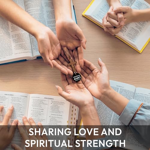 Christian Gifts for Men, Daily Bible Verse Cross for Car Mirror Hanging - color: With You Always (Black)