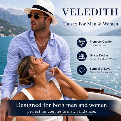 925 Sterling Silver Cross Necklaces for Mens Women CZ Beveled Edge - color: Classic Medium silver cross