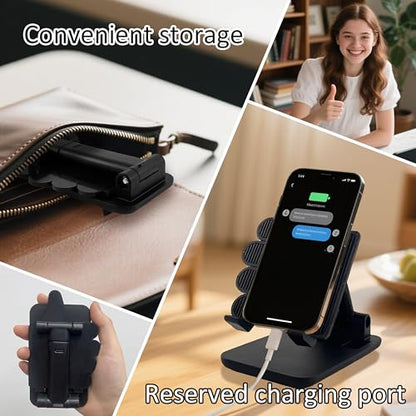 Father's Day Foldable Cell Phone Stand Non-Slip,Thumbs Up Adjustable Phone Holder with Silicone，Portable Phone Stand for Desktop Compatible with All Mobile Phones (Black) - color: black 1p