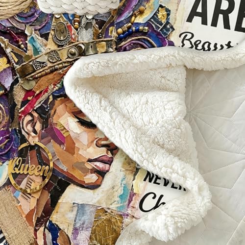 African American Black Girl Women Blanket - Christian Birthday Gifts Blanket- Inspirational Flannel Religious Spiritual Throw Blanket Home Decor 50x60inch - color: Hrmt1