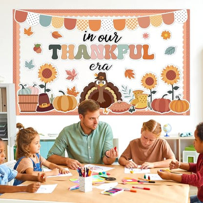 ojustbeok Fall Turkey Bulletin Board Set Thankful Era Classroom Decor - style: Thanksgiving Turkey