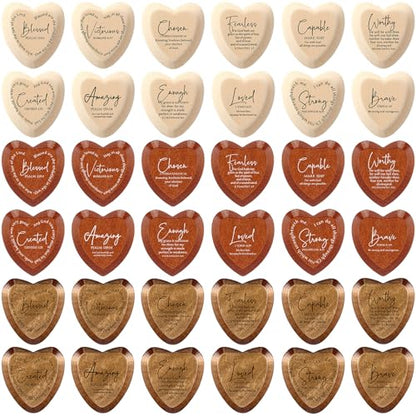 Geelin 72 Pcs Christian Gifts Bulk Wooden Hearts, Natural‌,Brown,Dark Brown - color: Natural‌,brown,dark Brown