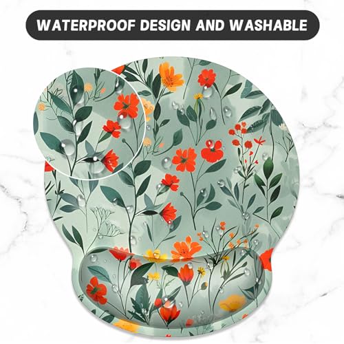 ITNRSIIET Ergonomic Mouse Pad with Wrist Support Wrist Rest Smooth Surface Non-Slip Rubber Base Comfortable Office Supplies Pain Relief, 9.8 x 9.1 inches, Beautiful Flowers - color: B02-Beautiful Flowers