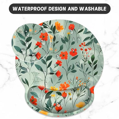 ITNRSIIET Ergonomic Mouse Pad with Wrist Support Wrist Rest Smooth Surface Non-Slip Rubber Base Comfortable Office Supplies Pain Relief, 9.8 x 9.1 inches, Beautiful Flowers - color: B02-Beautiful Flowers