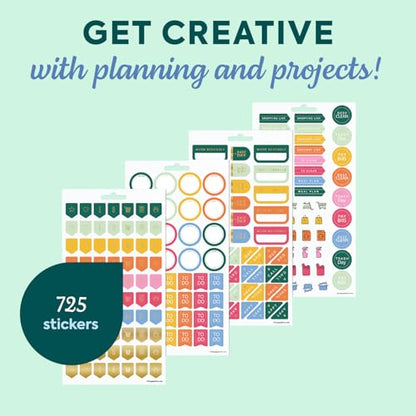 Happy Planner Classic Sticker Pack for Planners, 15 Sheets - color: Bold & Bright