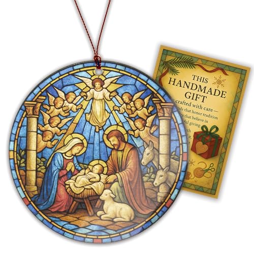 The Birth of Jesus Decor Ornament, Nativity Scene Ornament for Holiday Tree, Nativity Mary Joseph and Baby Jesus Ornaments, Religious Gifts for Christian & Family, Xmas Hanging Keepsake - color: Nativity 5