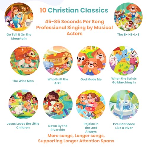GO GO God Made Me Sound Book, 10 Christian Songs, USB-C Rechargeable, Musical Learning Toy for Toddlers 1-3, Babies 0-2, Preschoolders, Kids 1-6 - color: God Made Me