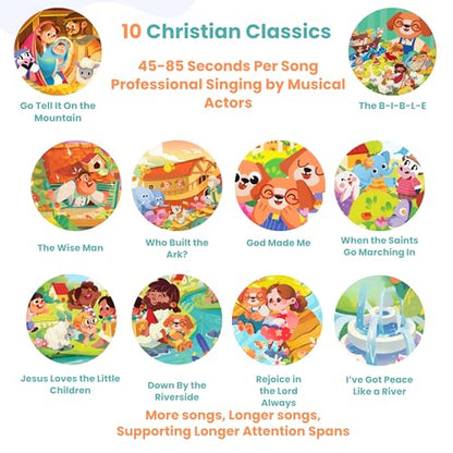 GO GO God Made Me Sound Book, 10 Christian Songs, USB-C Rechargeable, Musical Learning Toy for Toddlers 1-3, Babies 0-2, Preschoolders, Kids 1-6 - color: God Made Me