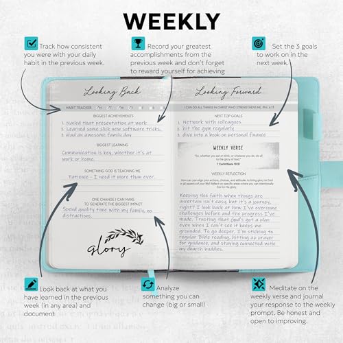 Prazoli Leather Christian Prayer Journal for Women – All Year Bible Journal Daily Gratitude Scripture Notebook | Devotionals for Women & Bible Notebook Journaling | Inspirational Religious Gifts - color: Women's Blue Flower