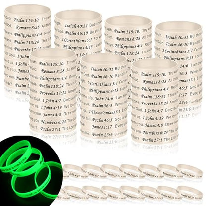 Estune 120 Pcs Bible Verse Bracelets Christian Wristbands, White Color - color: White Color