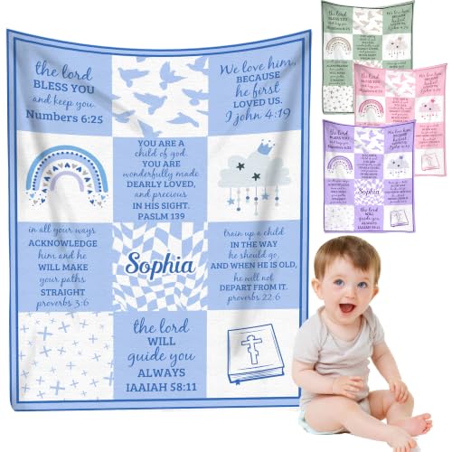 Personalized Baby Blankets with Name Christian Baby Gifts Cute Blanket - color: Color B
