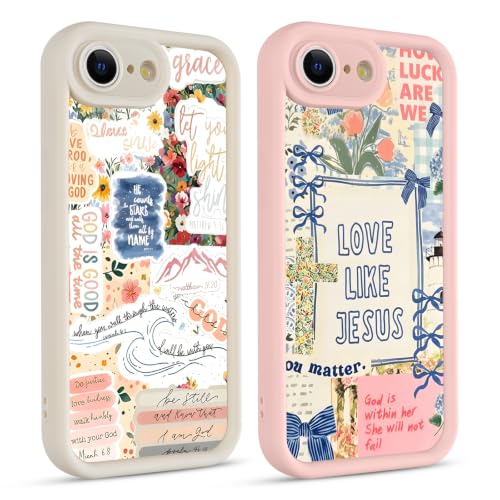 2 Pack Cute Christian Flower Collage Phone Case for iPhone 16e/iPhone 17e 6.1'', Girly Preppy Jesus Bible Verse with Floral Bow Design, Slim Soft TPU Shockproof Protective Cover for Women Girls - color: Christian Flower Collage, size: iPhone 16e/iPhone 17