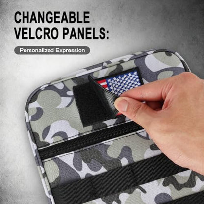 Tactical Bible Cover for Men, Camouflage Bible Case with Molle System, Hook-and-Loop Panels for Personal Patches,with Removable Shoulder Strap, Includes 2 Replaceable Patches - color: Camouflage