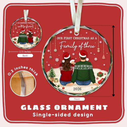 Family of 3 Christmas Ornament, First Christmas for Parents - color: Family of Three