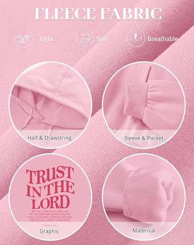 Tuislay Trust In The Lord Hoodie Christian Sweatshirts Women - color: Pink-pink Print, size: Medium