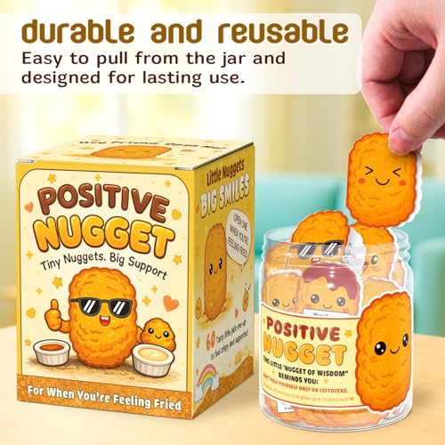 Emotional Support Nuggets - Chicken Nugget Gifts - Funny Gifts For Teens, Coworkers, Friends, Girls, Women - Birthday, Christmas Gift Ideas - 60 Chicken Nugget Affirmation Cards - Positive Nuggets Jar - color: Emotional Support Nuggets
