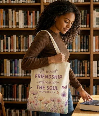 Christian Bible Verse Tote Bag for Women Faith Church - color: Friendship