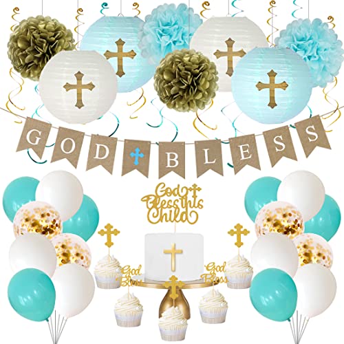 Baptism Decorations for Boys First Communion Decorations - color: Blue