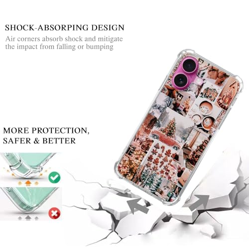 Trendy Aesthetic Christmas Case Compatible with iPhone 16, Winter Collage Case for iPhone 16, Unique Design TPU Bumper Protective Cover Case - color: Christmas Vacation