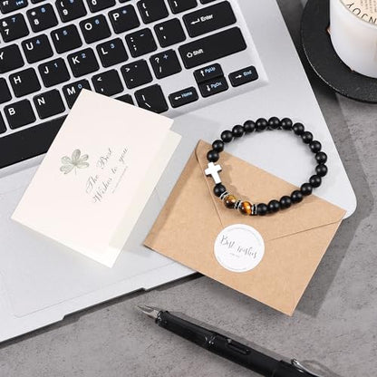 To My Son Bracelet Gifts from Mom Dad,Inspirational Cross Bracelet for Teen Boys Mens Stocking Stuffers Christian Gifts for Son Birthday Christmas