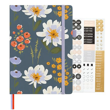 &And Per Se Dotted Journal Notebook, A5 Hardcover Aesthetic Dotted Notebook – 160 Pages 100gsm Thick Dot Grid Paper, 3 Sticker Sheets – Gift-Ready Journaling Kit for Women (Garden Flowers) - color: g.Garden Flowers, style: Dotted with Pattern