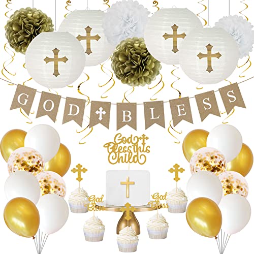 Baptism Decorations for Boys Girls First Communion Decorations - color: Gold