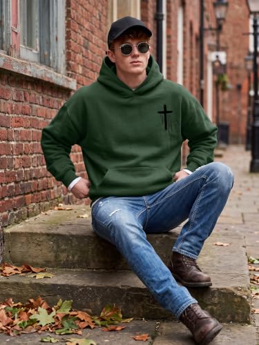Christian Hoodies for Men Jesus Hoodies Faith Bible Verse Graphic Pullover - color: Green, size: Small